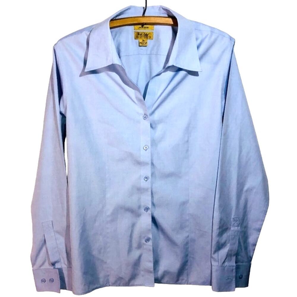 Dillard's Investments Gold Label Non-Iron Womens Blue Button Down Size 1459